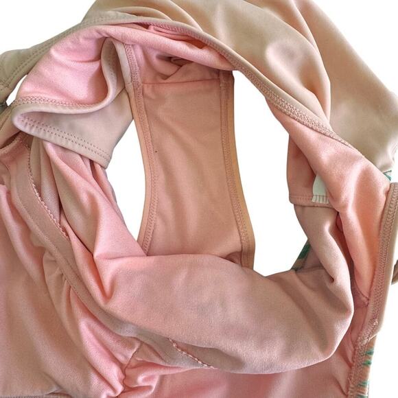 XHILARATION Peach Green Tropical Palm Tree Print One Piece Swimsuit Women's Sz M - Picture 10 of 13